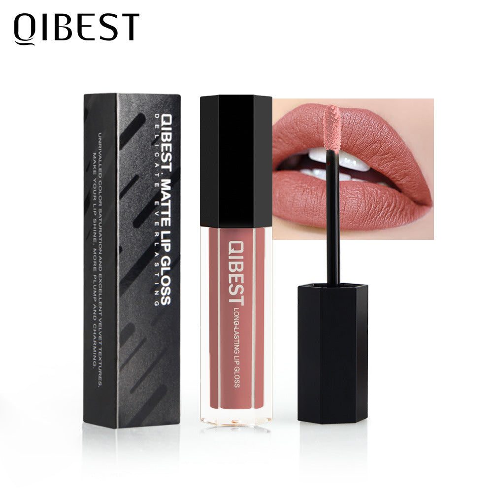 QIBEST Brillo de Labios Hexagonal - Pintalabios Líquido Mate de Larga Duración