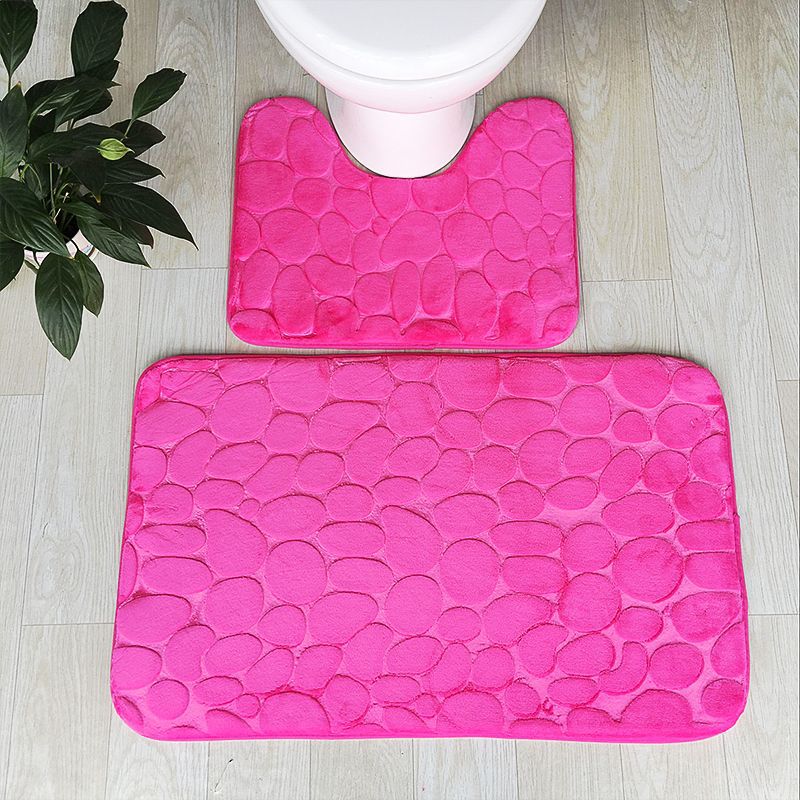 Embossed Stone Two-Piece Bathroom Toilet Floor Mat PVC Non-Slip Absorbent Carpet Door Mat - Korvel
