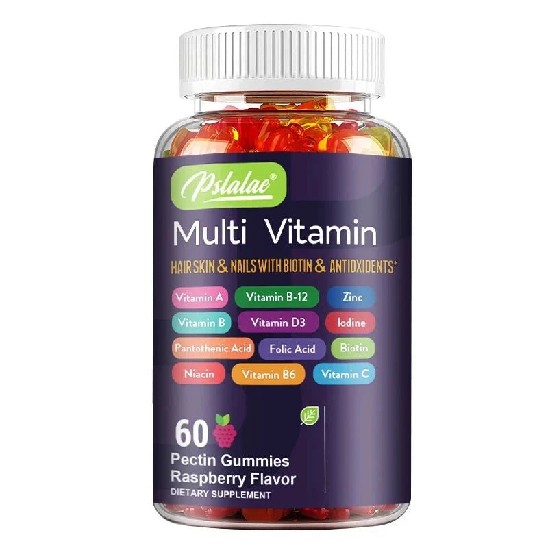 Gomitas Multivitamínicas Premium - 60 Gomitas con Sabor a Frambuesa