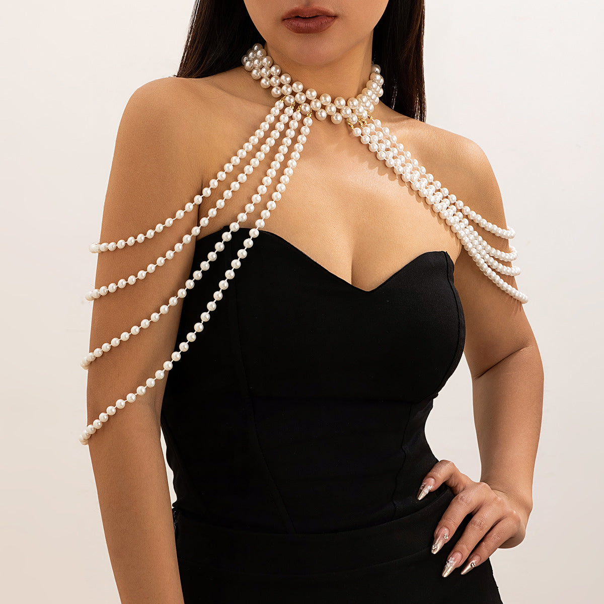 Sexy vacation style pearl bra, clothing chain, bikini chain body - Korvel