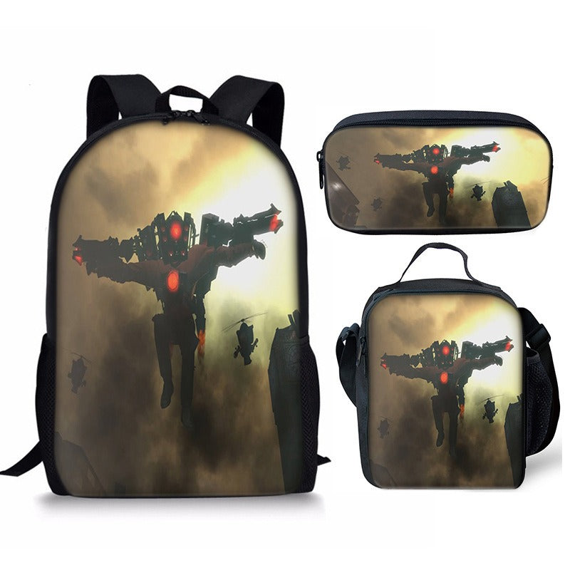 Conjunto de mochila Skibidi Toilet Man de 3 piezas para la escuela