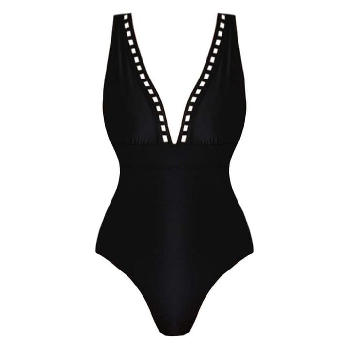 Elegant V-Neck One-Piece Swimsuit for Women