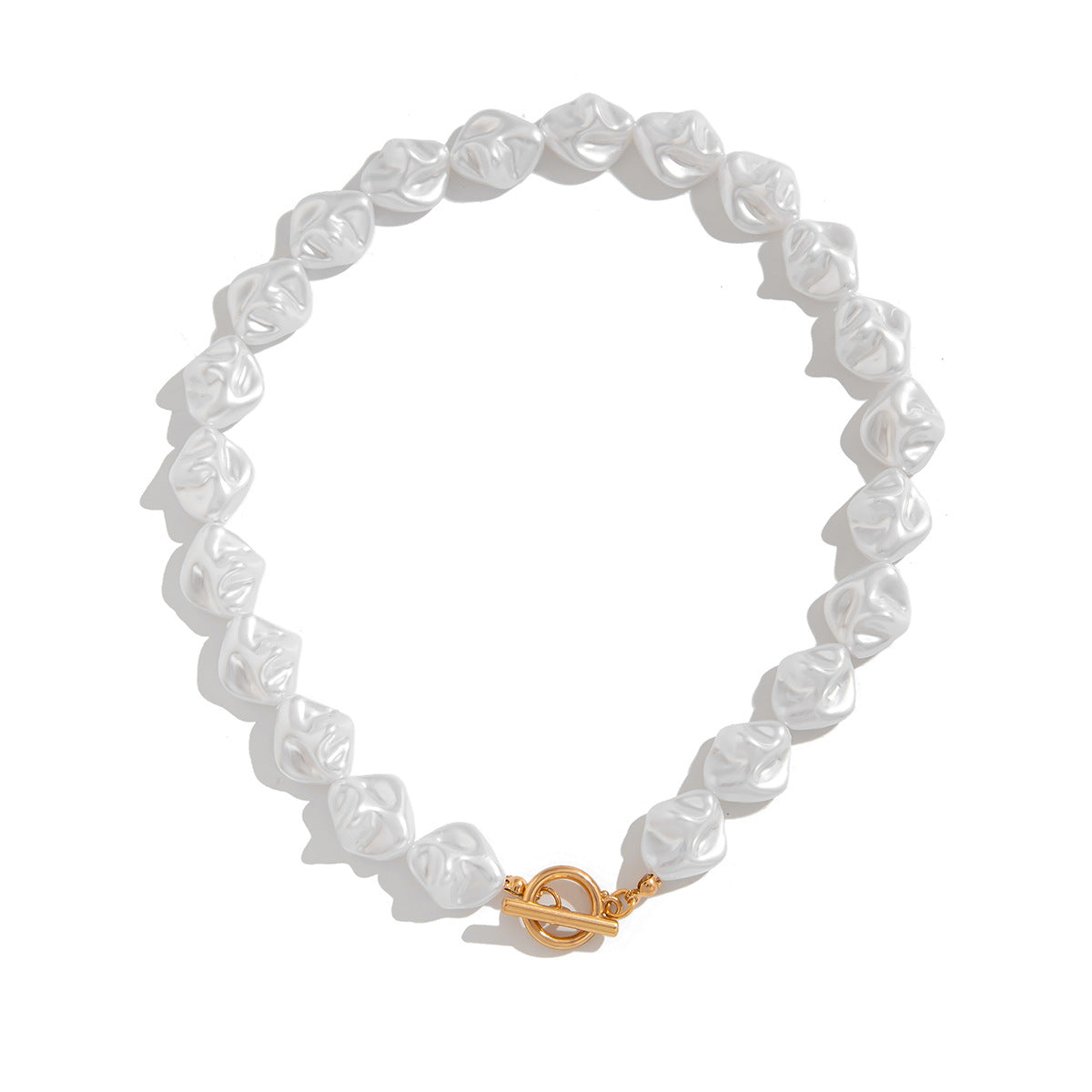 Fashionable irregular shaped pearl necklace, light luxury style, metallic feeling, collarbone chain set - Korvel