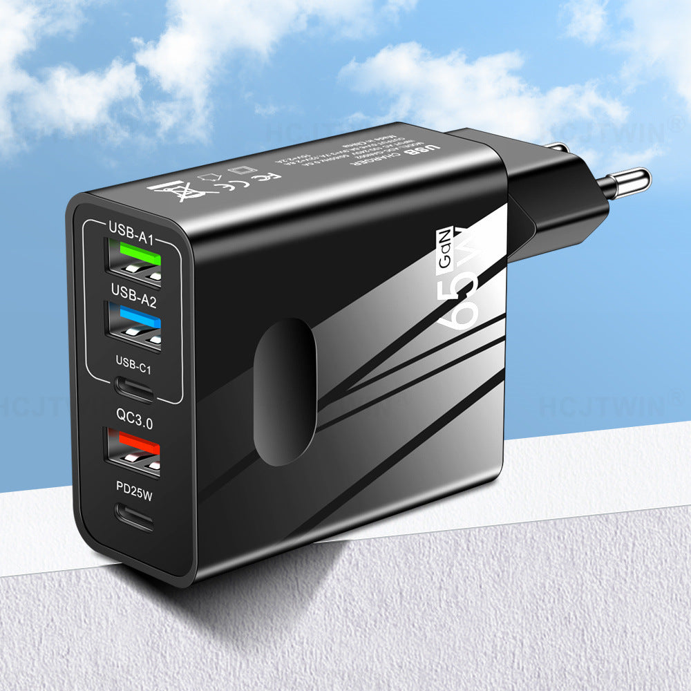 3.1A standard 65W fast charging mobile phone charger type-c PD+3USB multi port travel charging head - Korvel