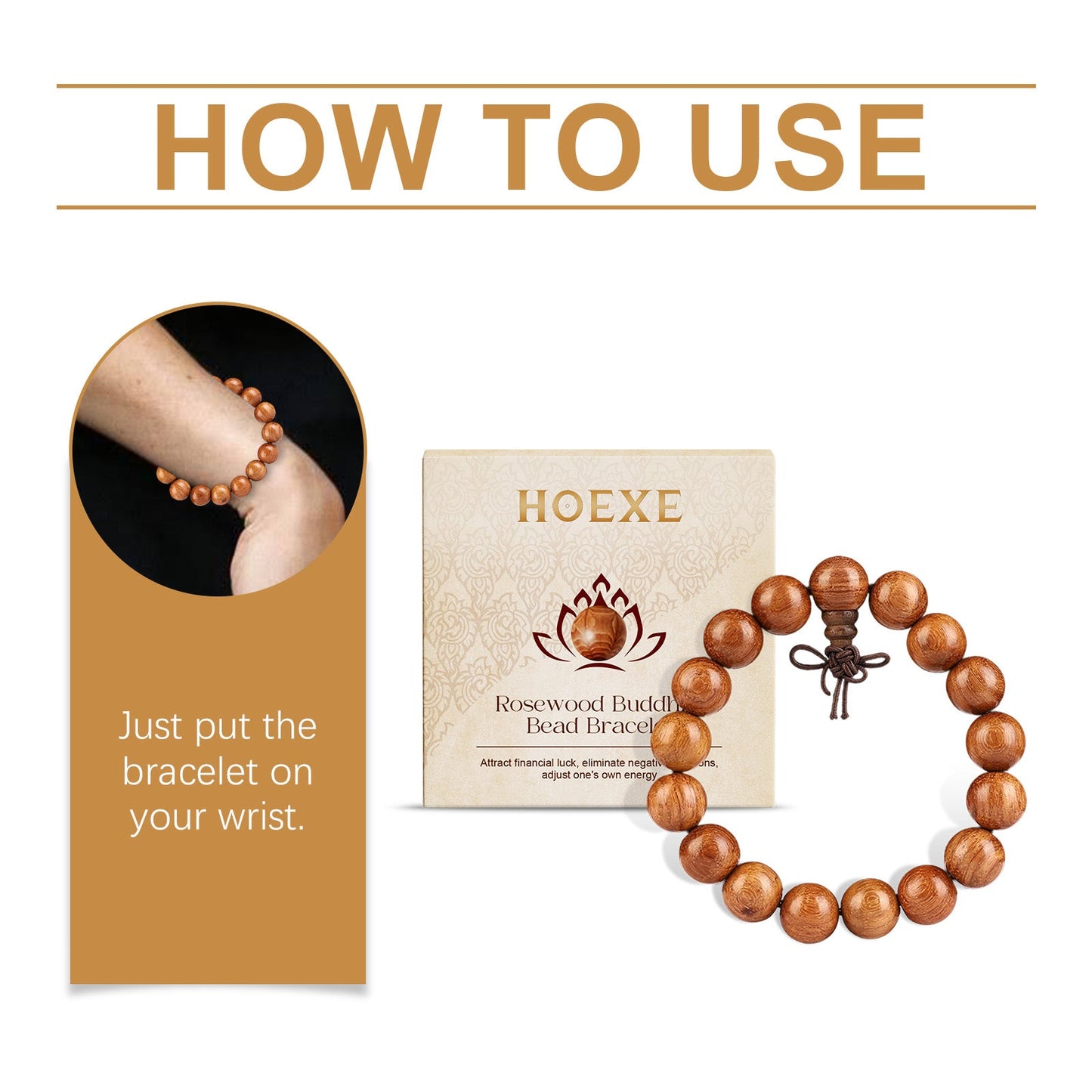Rosewood Buddha Bead Bracelet Daily Simple Fashion Design Bracelet Personality All-In-One Beaded Bracelet - Korvel
