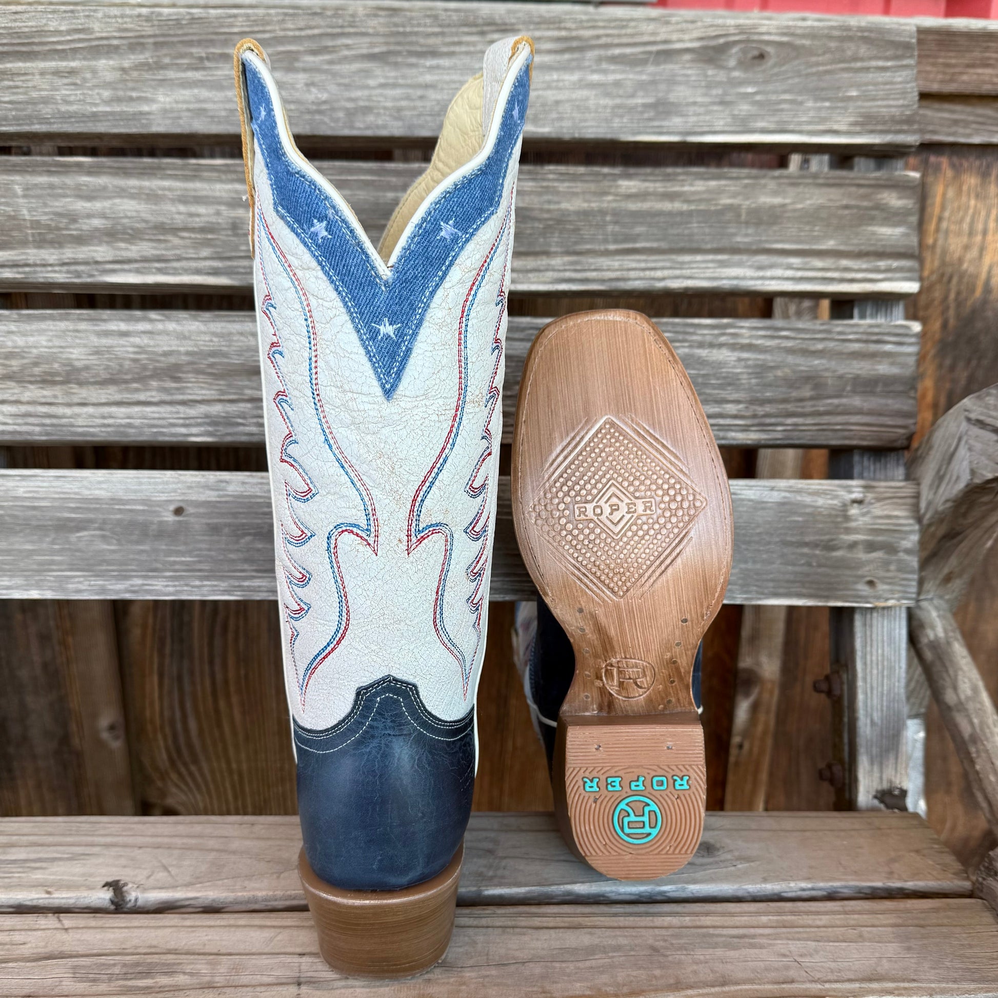 Roper Women's Americana Blue Leather Boots - Korvel