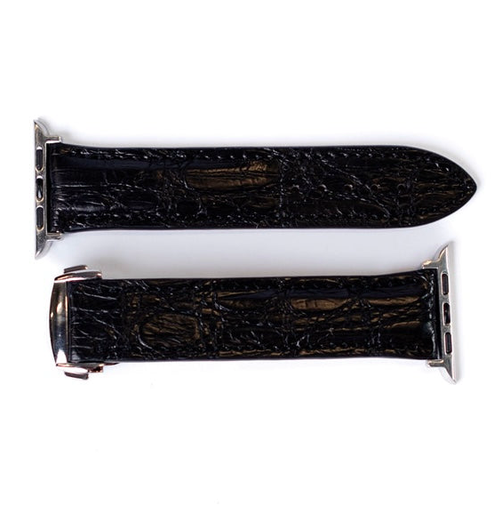 Premium Black Glazed Alligator Apple Watch Band