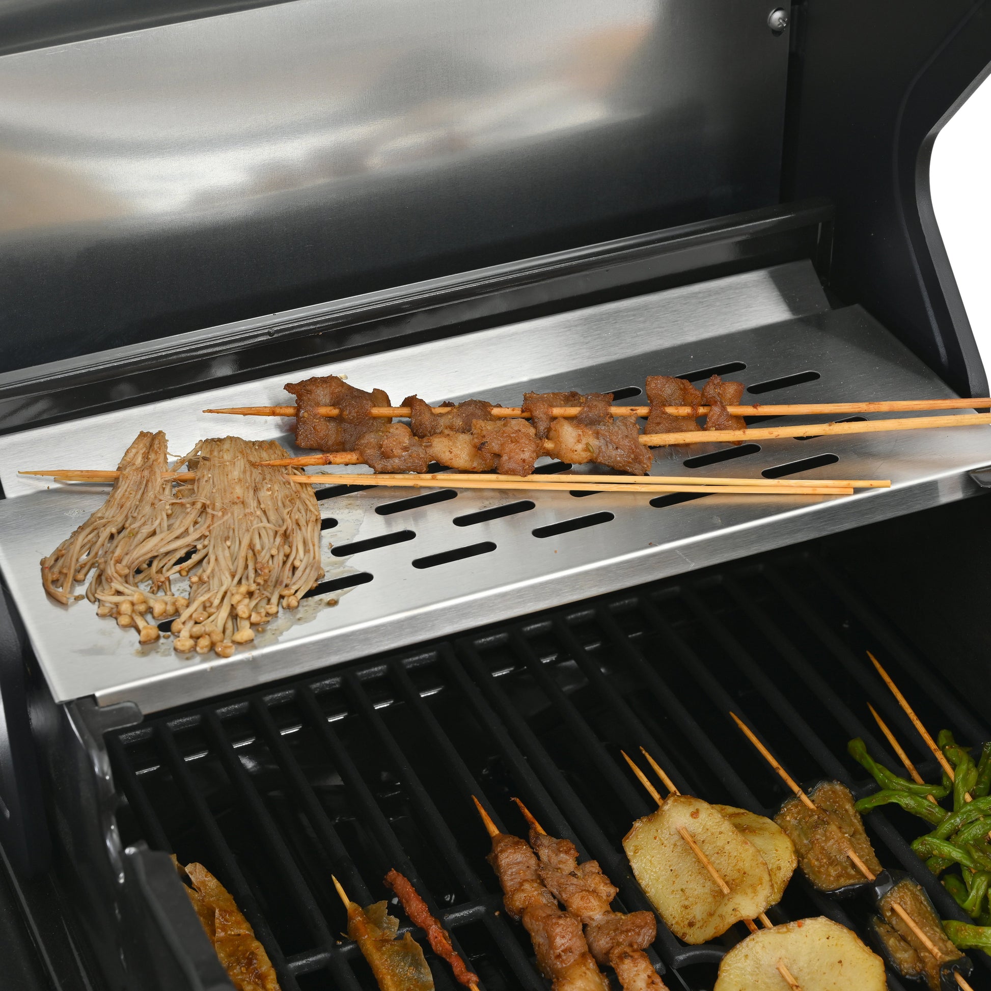 2+2 multifunctional gas barbecue grill and covered grill combination for outdoor cooking - barbecue, barbecue, pizza. - Korvel
