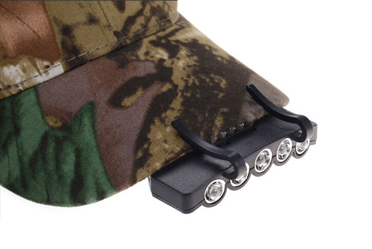 5 Ultra Bright Leds Camping Fishing Head Lamp Hat Cap Light with Hardness Clip 100% Brand New - Korvel