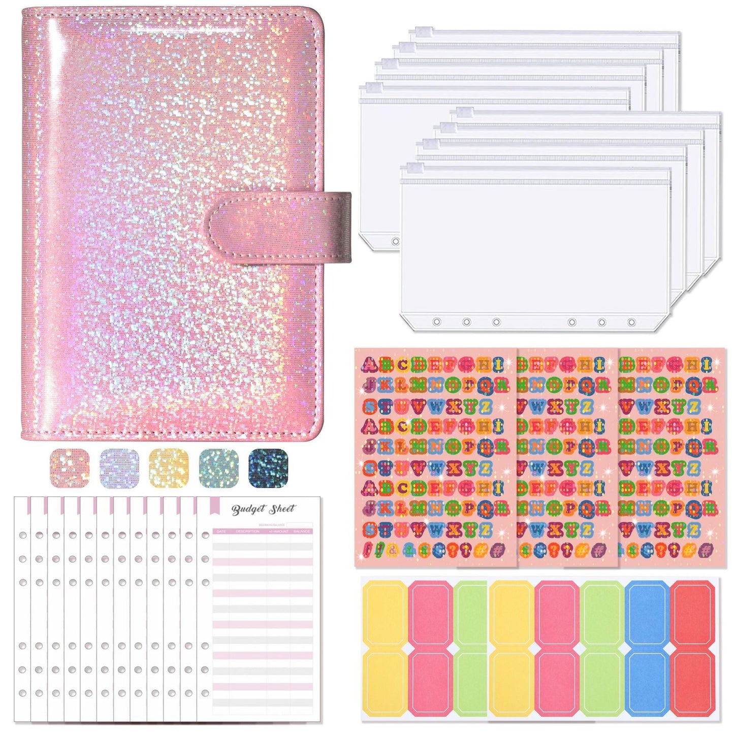 Carnet de budget à anneaux A6 - Cuir PU Macaron
