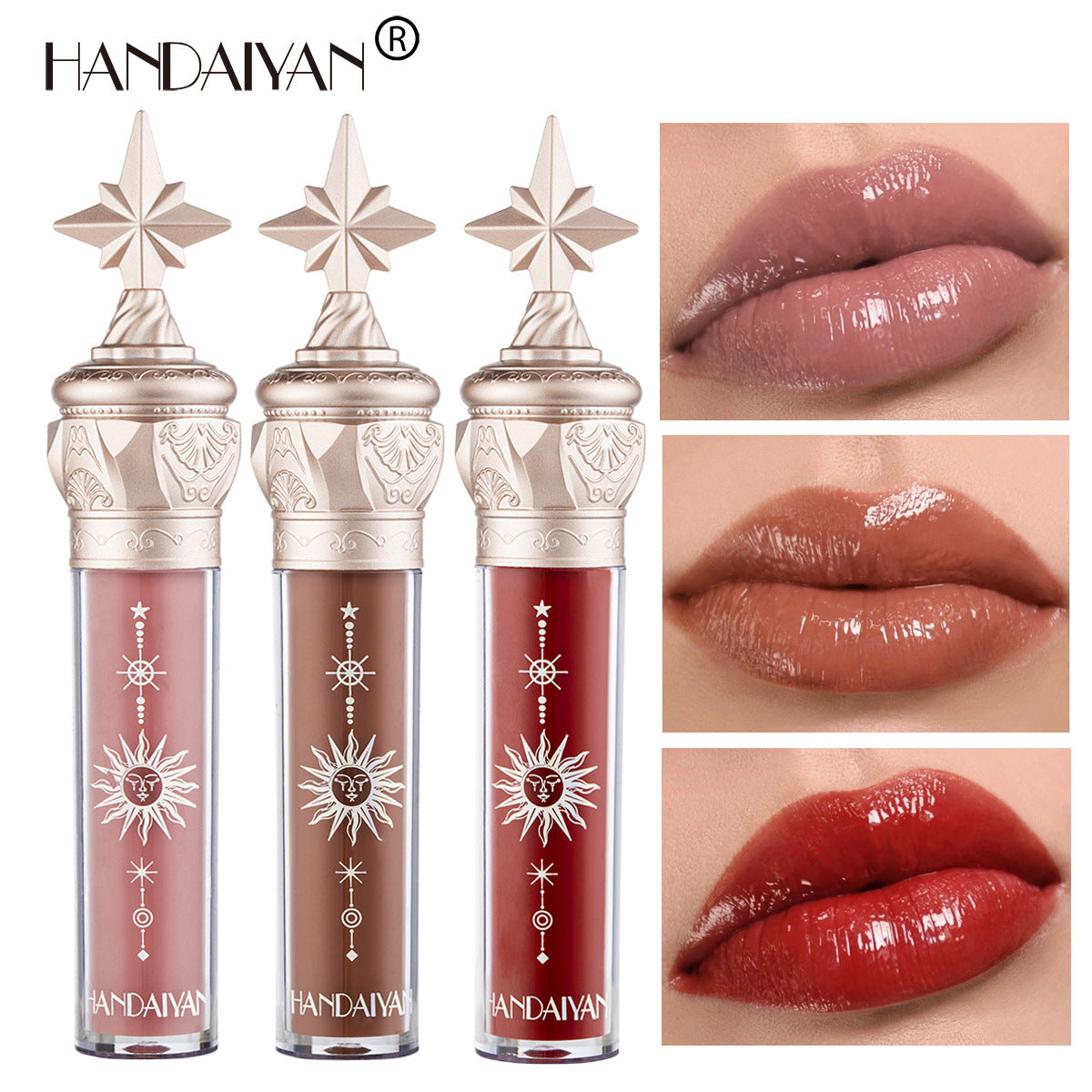 HANDAIYAN Small Star Stick Lip Gloss Lipstick Water Light Film Mirror Lip Glaze Glass Lip Gloss Moisturizing Lasting Not Easy To Fade - Korvel