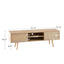 55.12" Rattan TV cabinet double sliding doors for storage adjustable shelf solid wood legs TV console for living room natural - Korvel