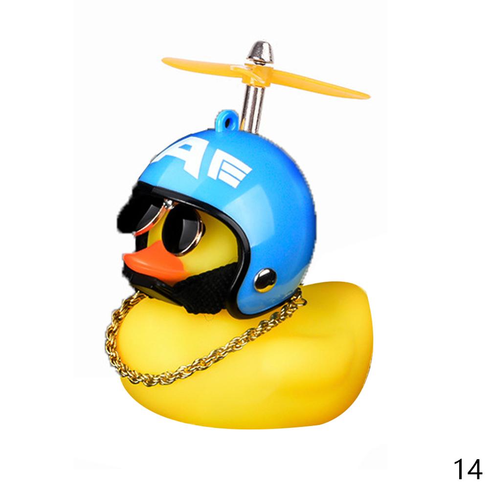 Car Duck with Helmet Broken Wind Small Yellow Duck Road Bike Motor Helmet Riding Cycling Car Accessories Decor Without Lights - Korvel