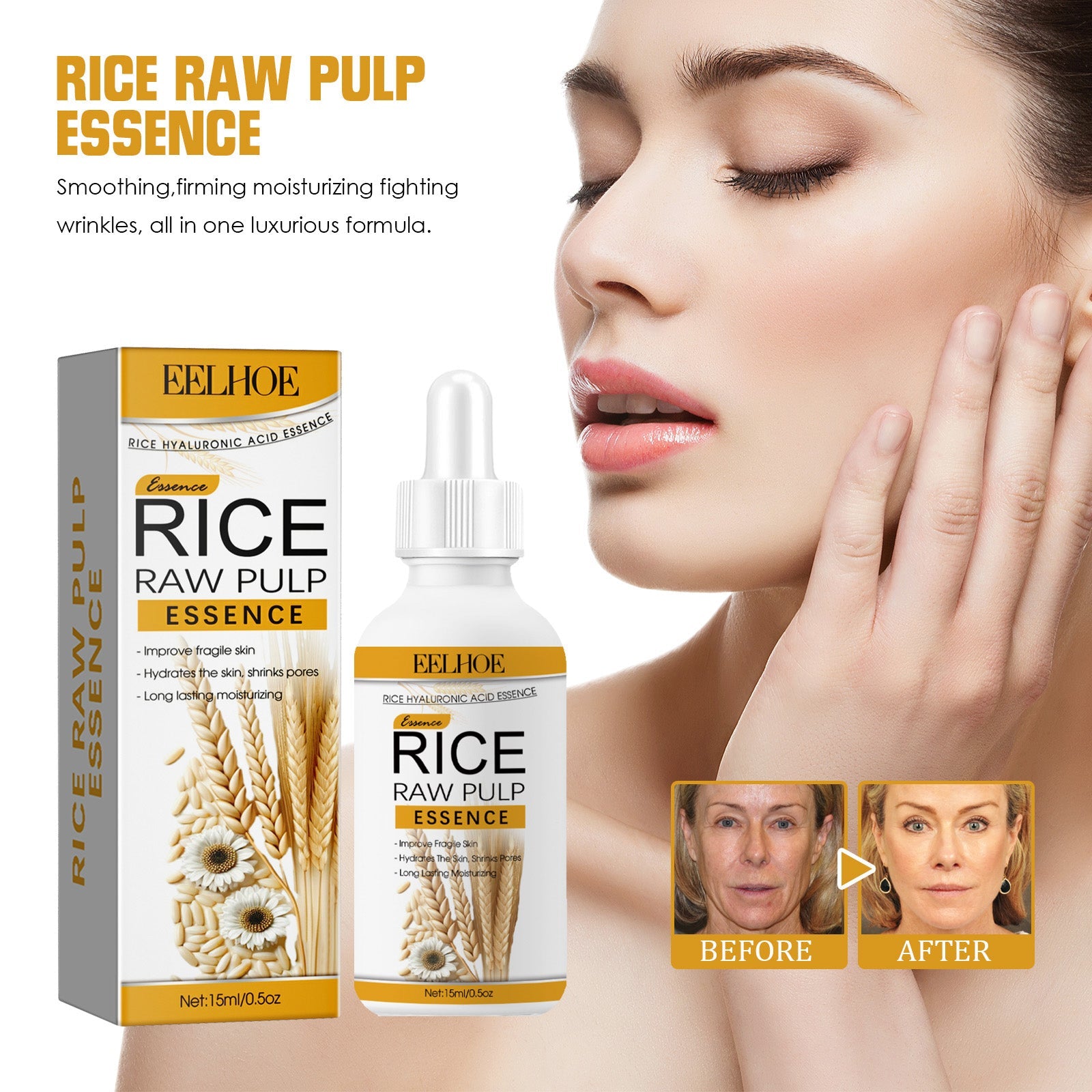 Rice Hyaluronic Acid Essence Moisturizing, Hydrating, Brightening And Improving Dark Complexion Facial Essence - Korvel