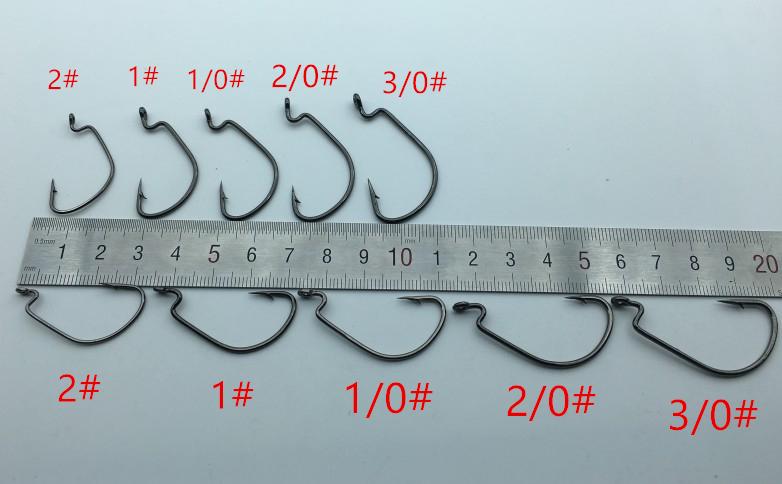 Rompin 100pcs/box High carbon Steel Fishing Hooks Crank Lead Sharp worm  2# 1# 1/0# 2/0# 3/0# mix size - Korvel