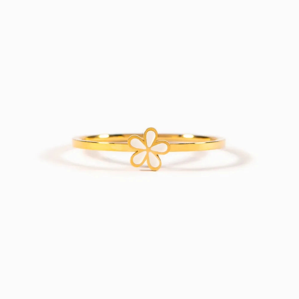 Anillo de Flor de Esmalte de Plata Esterlina 925