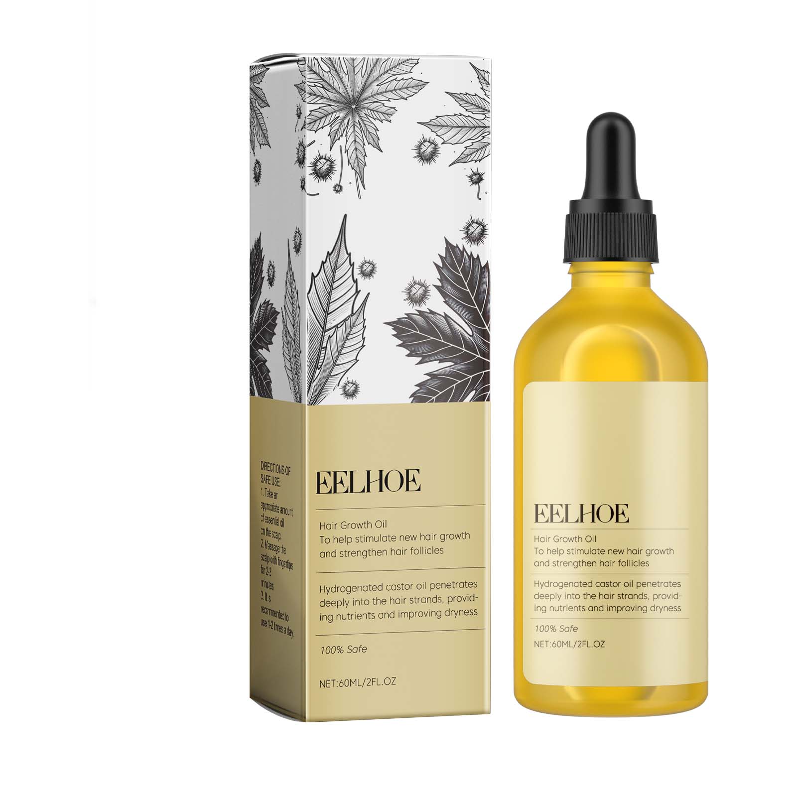 Castor Dense Hair Essential Oil Repair Dry And Damaged Scalp Hair Moist, Hydrating And Smoothing Hair - Korvel
