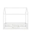 Twin Size Wood House Bed with Fence and Door, White - Korvel