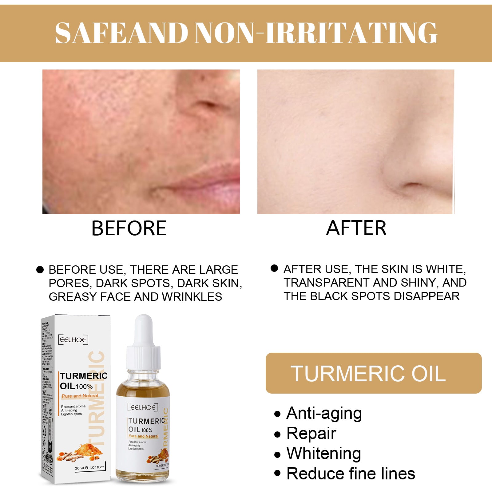 Turmeric Correction Essence Facial Care Hydrating Moisturizing Gentle Moisturizing Skin Care Essence - Korvel