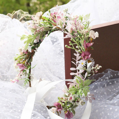Bridal Flower Wreath Headpiece Original Simulation Starry Sky Water Grass Flower Crown Birthday Wedding Headflower Wreath - Korvel