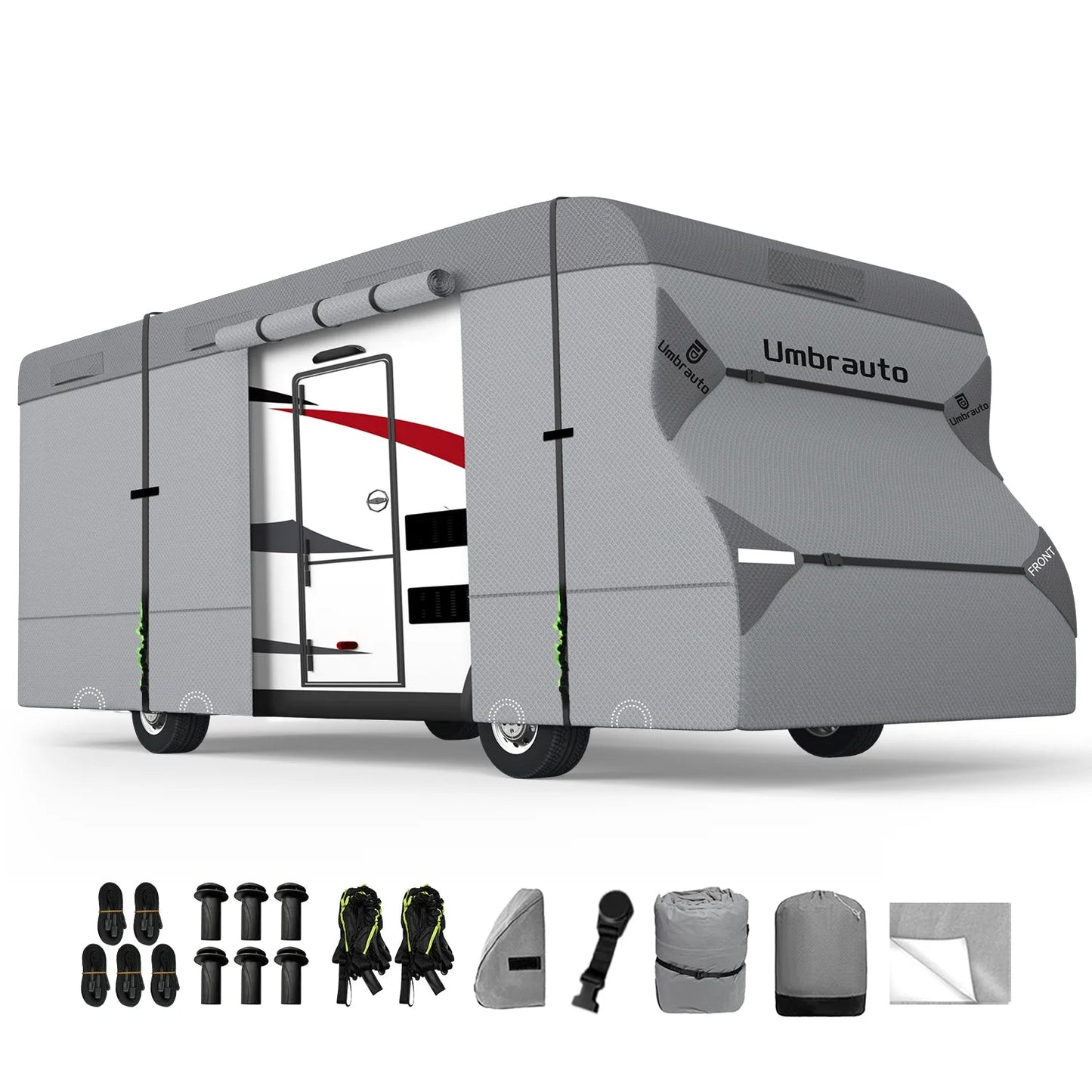 Umbrauto RV Cover Class C Upgraded 7 Layers Anti-UV Top Panel Motorhome Cover，Gray - Korvel