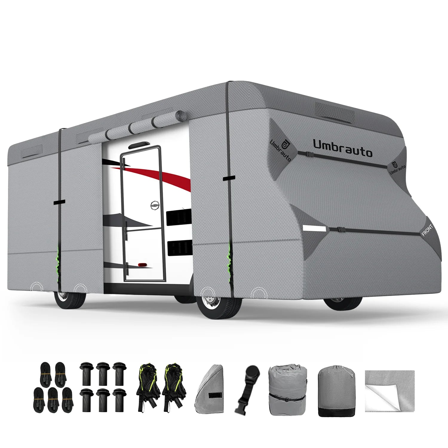 Umbrauto RV Cover Class C Upgraded 7 Layers Anti-UV Top Panel Motorhome Cover，Gray - Korvel