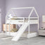 Twin Size Bunk House Bed with Slide and Ladder White - Korvel