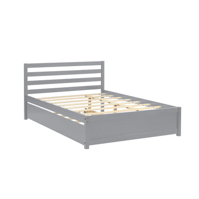 Cadre de lit en bois pleine taille avec trundle jumeau - Gris