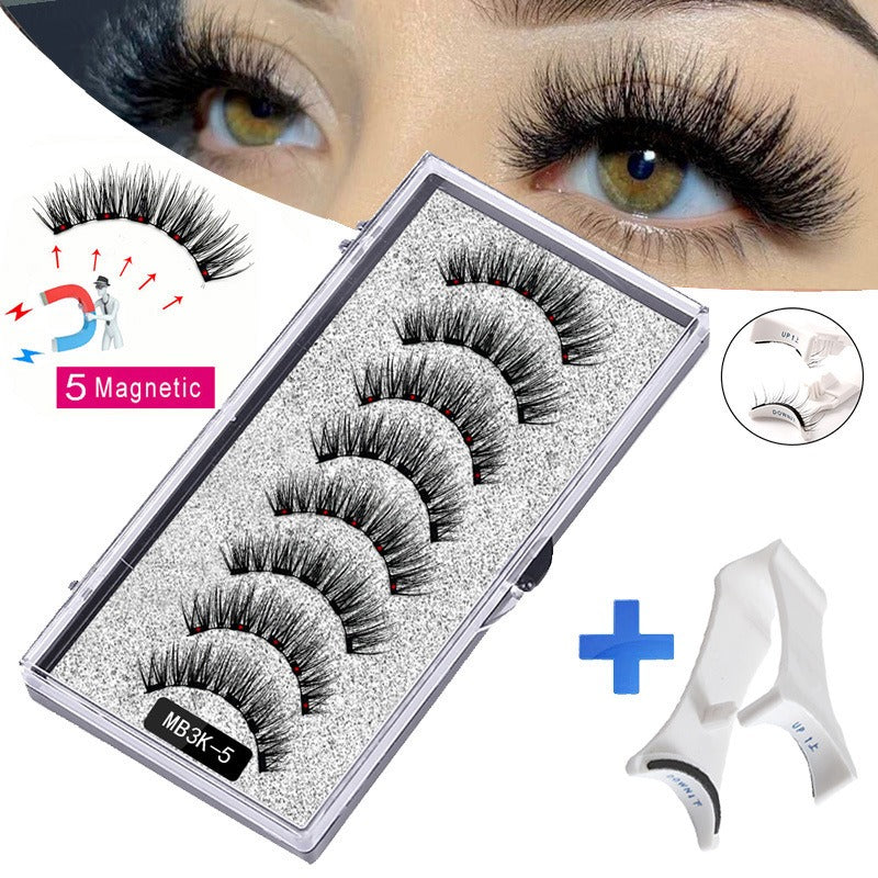 Five magnetic adhesive free magnetic eyelash clamp set for European and American thick magnetic eyelashes - Korvel