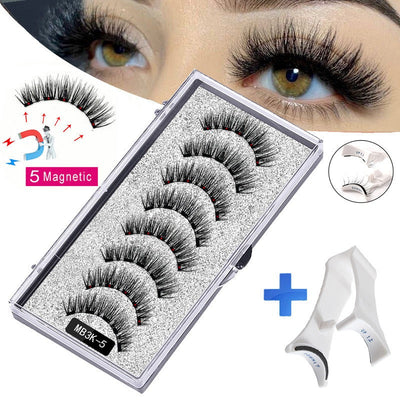 Five magnetic adhesive free magnetic eyelash clamp set for European and American thick magnetic eyelashes - Korvel