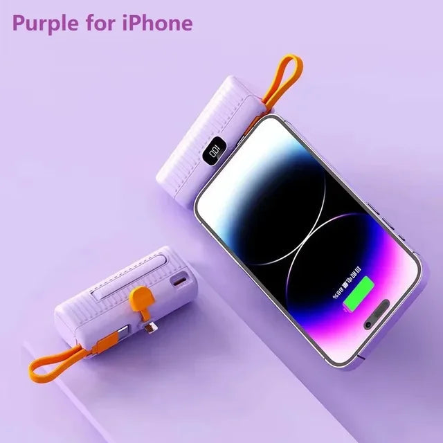 30000Mah Mini Power Bank Ingebouwde Kabel Powerbank Digitale Display Externe Batterij Draagbare Oplader Voor Iphone Samsung Xiaomi - Korvel