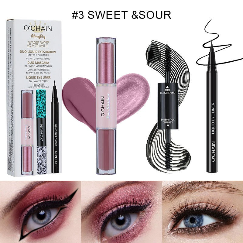 Ensemble Cosmétique Premium O'CHAI : Mascara, Eyeliner et Fard à Paupières