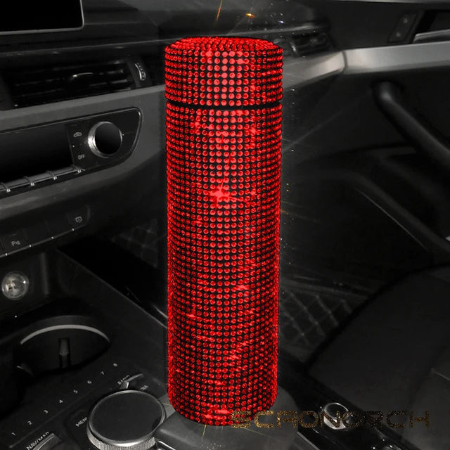Bling Rhinestone Thermos Bottle Insulated Double Wall Stainless Steel Water Bottle Coffee Travel Car Coffee Mug Cup Vacuum Flask - Korvel