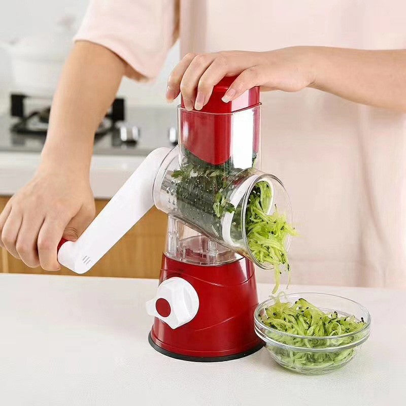 5-in-1 Cheese Grater: Gourmet, Rotary with Hand Crank, 10 Blades (3 Blades-C), for Cheese & Vegetable Slicing. - Korvel
