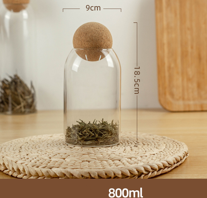 Food Storage Glass Jar with Wood Lid Ball Clear - Korvel