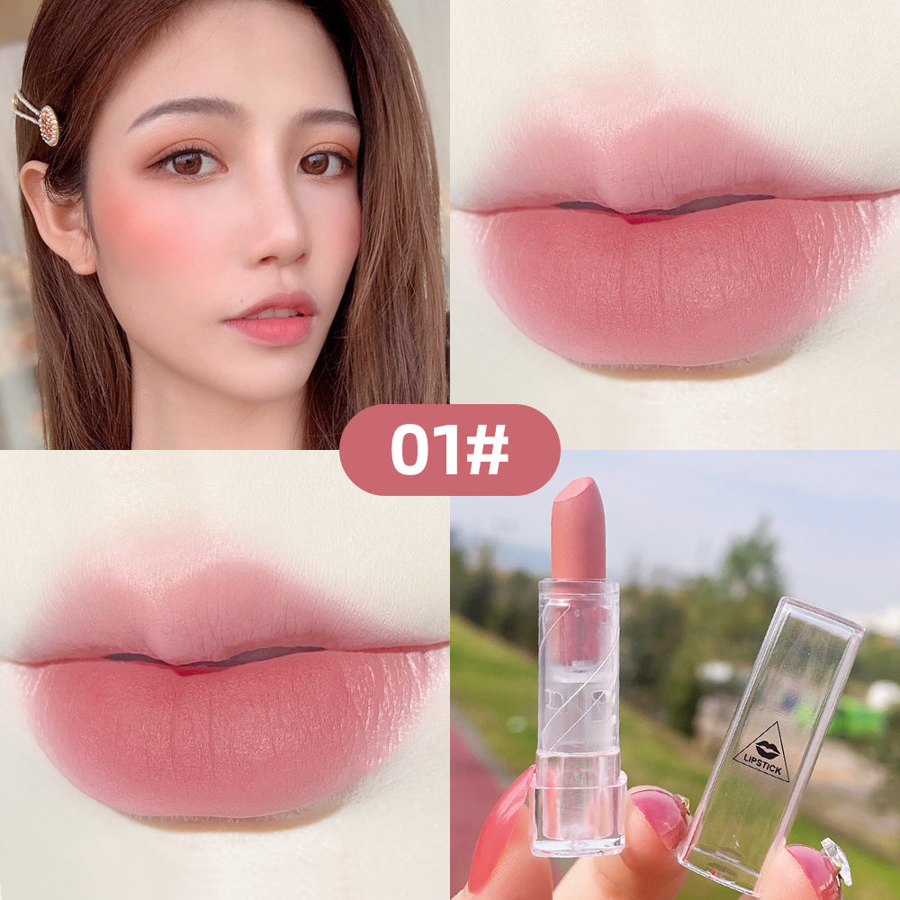 Transparent Shell Lipstick Matte Peach Pink Student Model Plain White Lipstick Sample Lipstick - Korvel