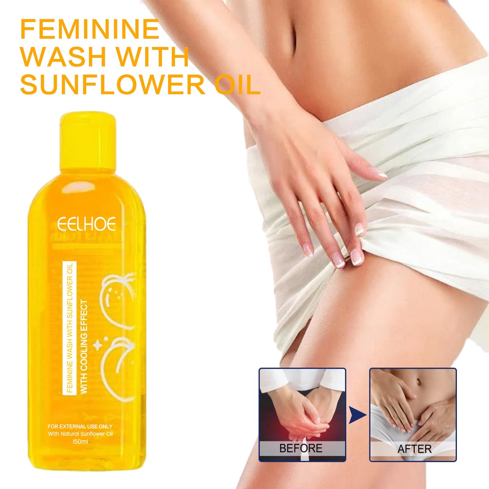 Feminine Wash With Sunflower Oil, Body Cleansing Skin Refreshing Oil Control Moisturizing Long-Lasting Fragrance Shower Gel - Korvel