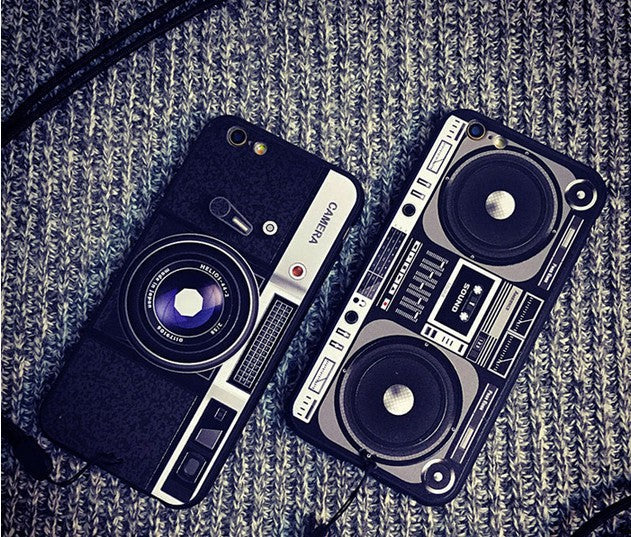 For iPhone 6S 7 7Plus 5 8 8Plus X XS Max SAMSUNG Retro Camera Cassette Tapes Boombox Calculator Keyboard Soft Phone Case Fundas - Korvel