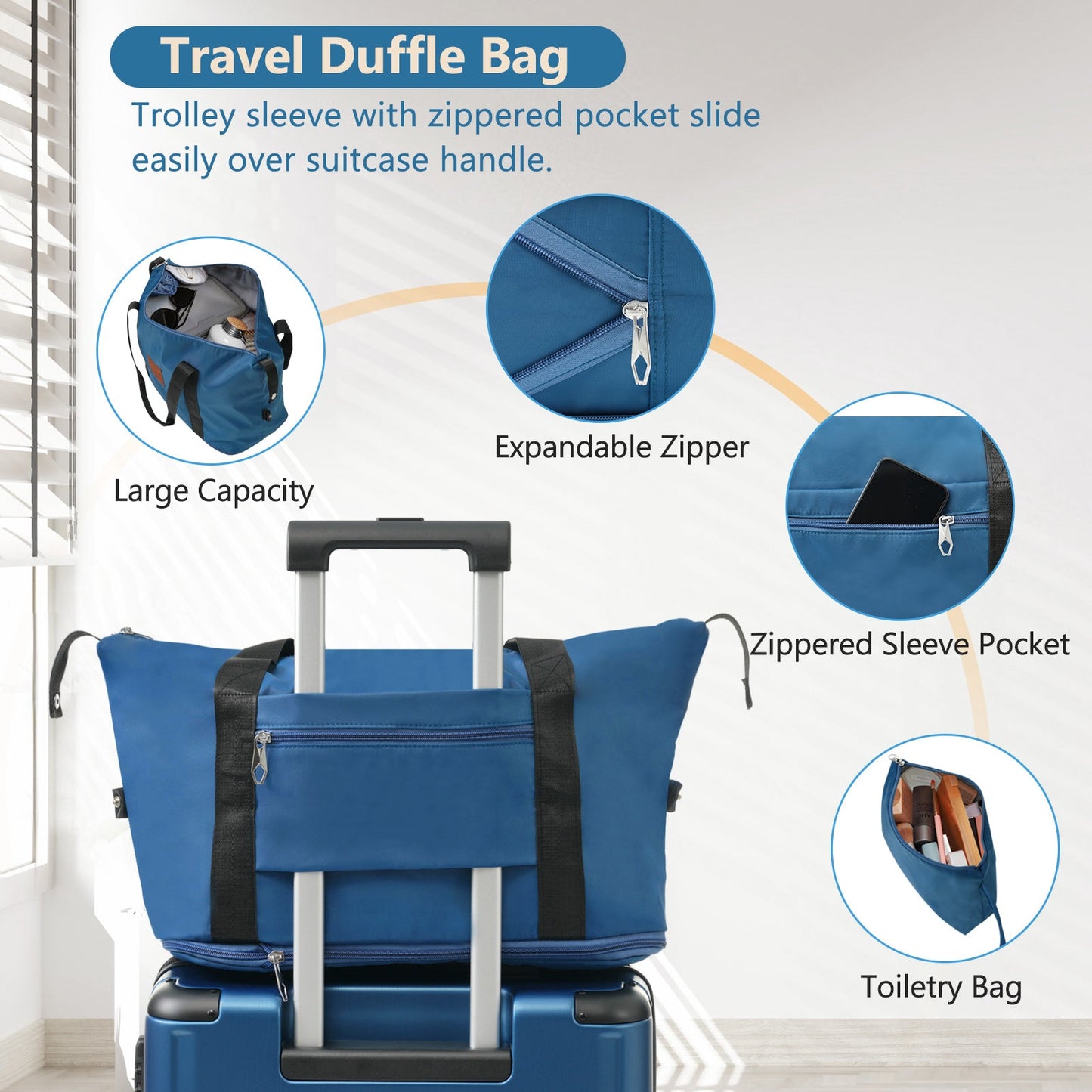 Premium 3-Piece Hardshell Luggage Set with TSA Lock - Blue