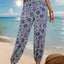 Printed Elastic Waist Pants - Korvel