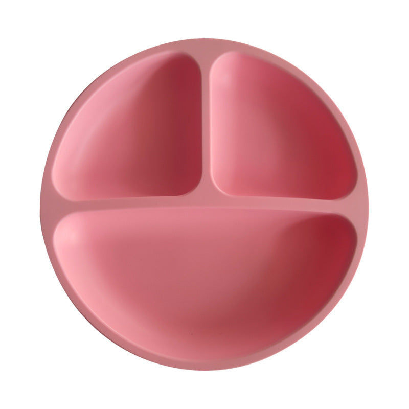 Children's Silicone Dinner Plate Infant Feeding Tableware Set Baby's Complementary Food Division Big Suction Cup Smiling Face Silicone Dinner Plate - Korvel