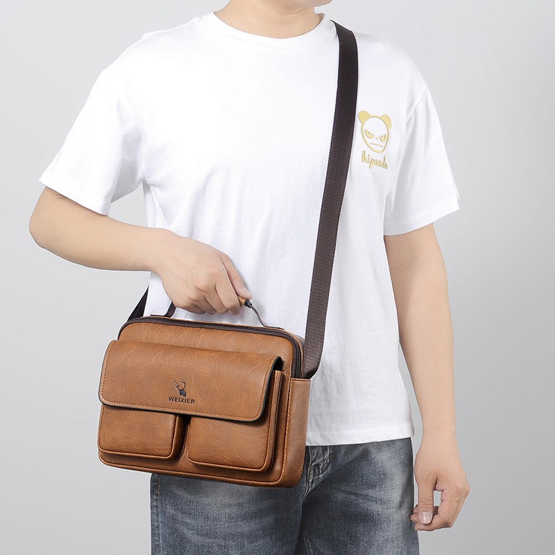 Men's Business Satchel Single Shoulder Bag Cross Body Large Capacity Single Shoulder Leisure Bag Messenger Bag - Korvel