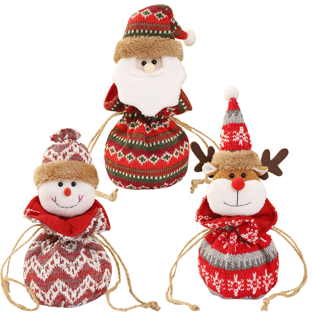 New 3D Knitted Fabric Doll Apple Bag Christmas Decorations Children's Day Gift Bundle Pocket Candy Bag - Korvel