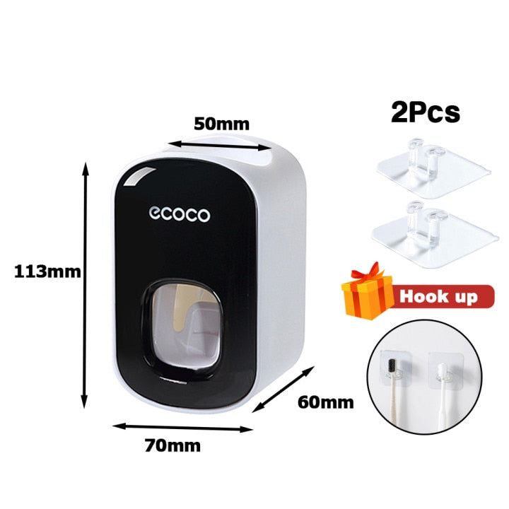 Automatic Toothpaste Dispenser Squeezers Toothpaste Tooth Dust-proof Toothbrush Holder Wall Mount Stand Bathroom Accessories Set - Korvel