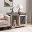 Farm kennel Flat noodles furniture with sliding barn door, farm wooden kennel end table, dog house with removable partition - Korvel