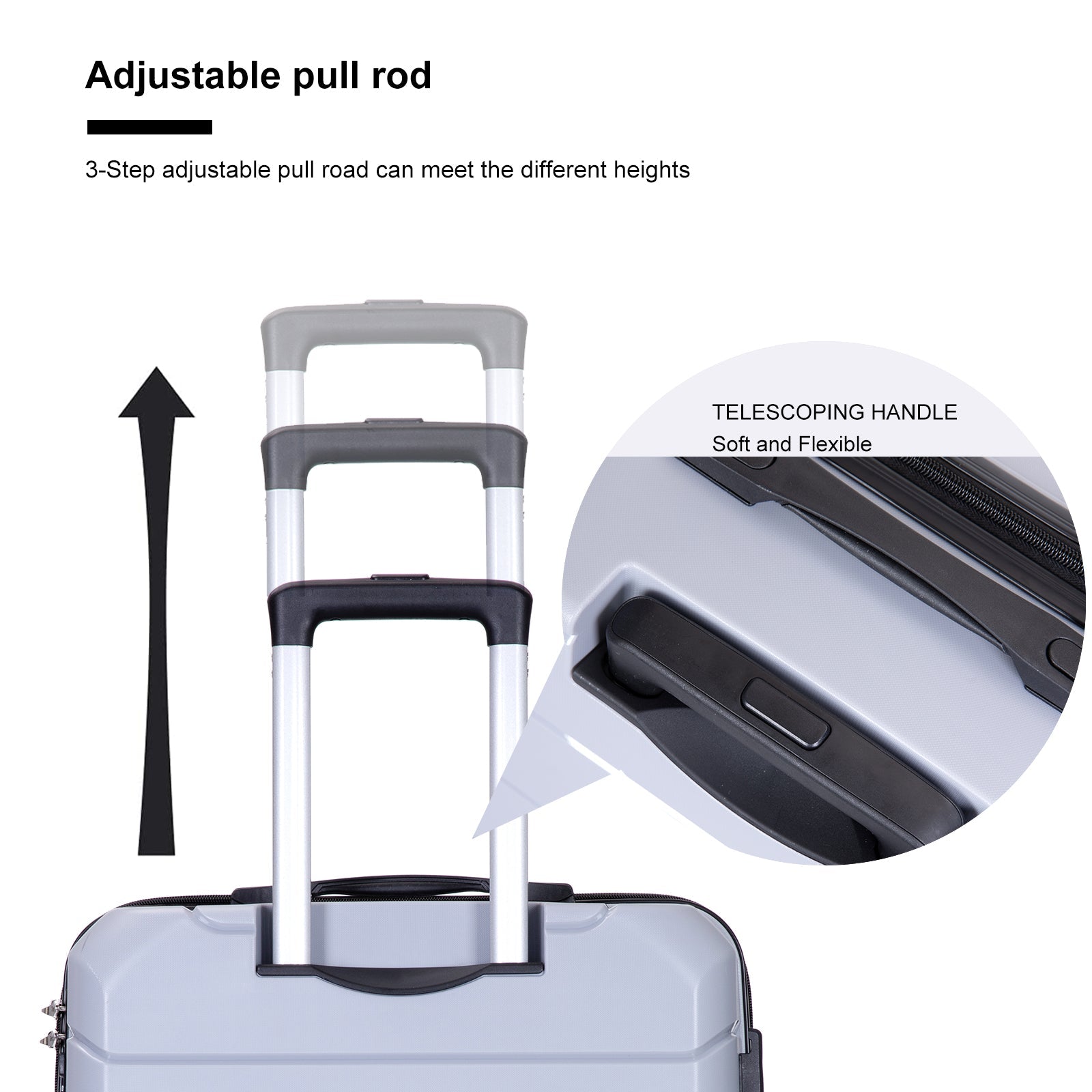 Hardshell Suitcase Spinner Wheels PP Luggage Sets Lightweight Suitcase with TSA Lock,3-Piece Set (20/24/28) ,Silver - Korvel