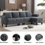 Convertible Sectional Sofa with Storage,L-shaped sofa Modern Linen Fabric Sectional Couches for Living Room,Gray - Korvel