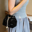 Sequin Chain Drawstring Bucket Bag - Korvel