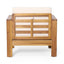 Outdoor Acacia Wood Club Chairs with Cushions, Teak+Beige, 27.75"D x 32"W x 27.75"H - Korvel