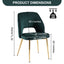 Dark Green Velvet Dining Chairs with Metal Legs and Hollow Back Upholstered Dining Chairs Set of 4 - Korvel